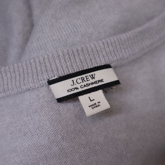 J. CREW Cashmere Relaxed V Neck Sweater Heather Fog Long Sleeve Women's L - Picture 9 of 10